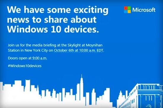 10月6日見：微軟要發(fā)Lumia新機和Surface Pro 4？