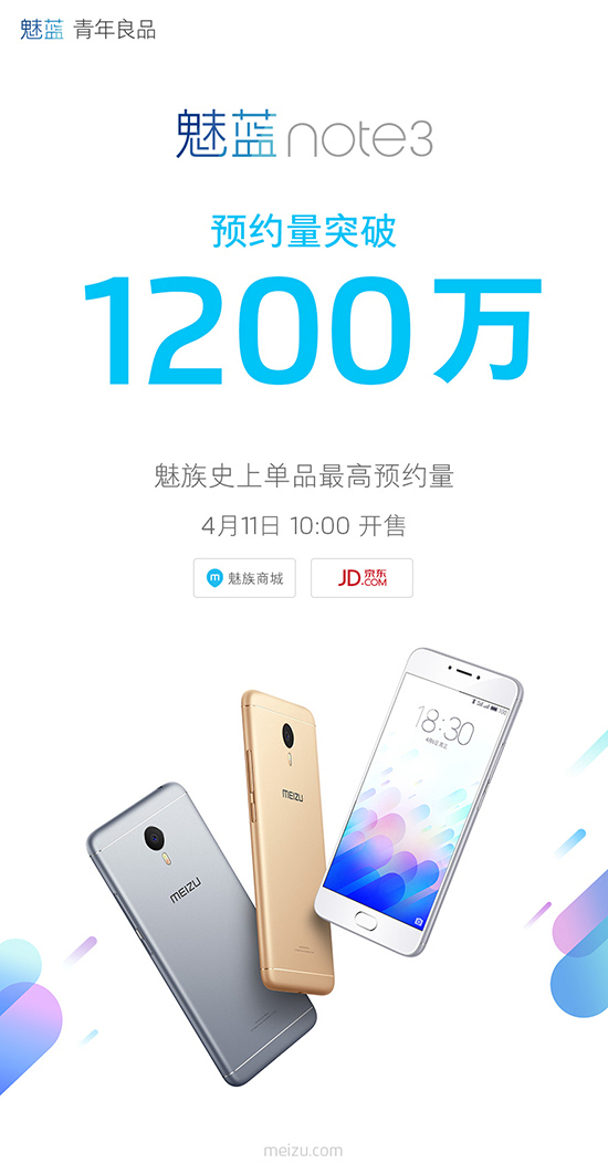 魅藍note3首銷太火爆 10萬臺現(xiàn)貨瞬間售罄