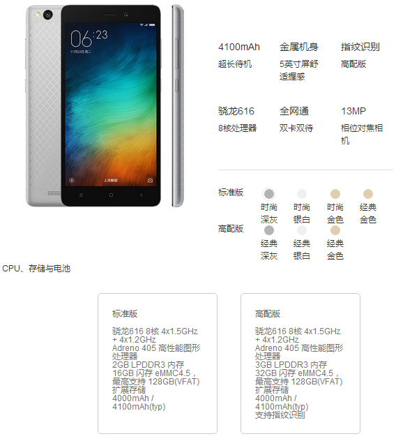 紅米3高配版售價899元，與紅米Note 3比你選誰？