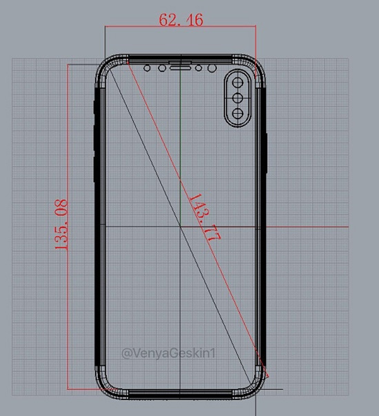 讓人放心的iPhone 8設(shè)計(jì)圖泄漏：5.66寸屏 背后無指紋