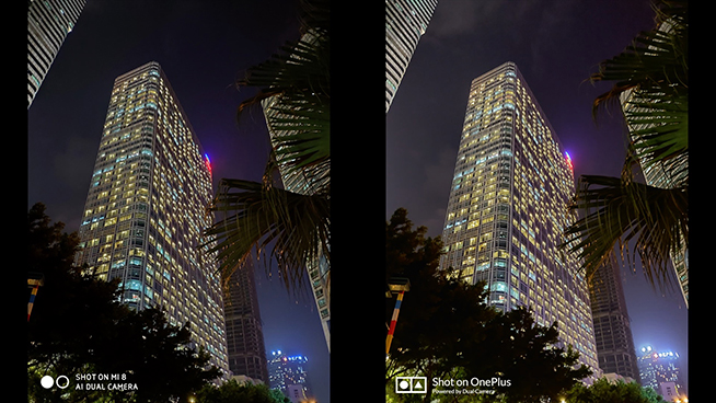 小米8一加6T超級夜景模式拍攝效果對比：小米大幅領先一加